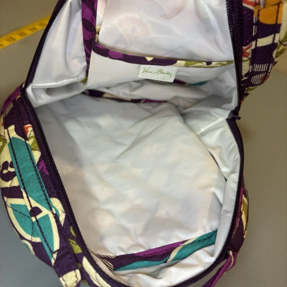 Vera Bradley Plum Crazy Purple Lunch Bag snack plastic lined exterior ID Holder